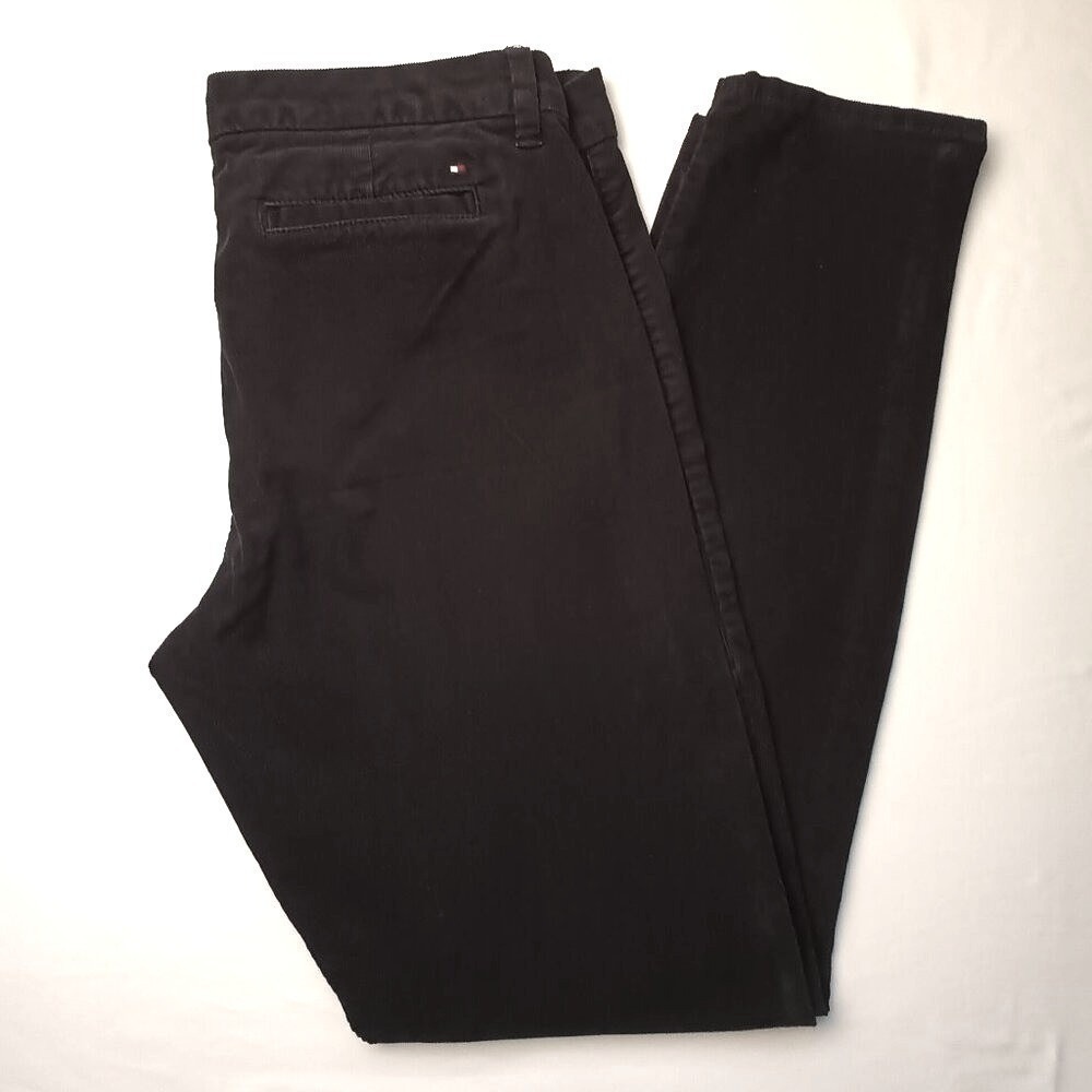 Tommy Hilfiger Womens Mid Rise Slim Straight Corduroy Jeans Size 10 Black Preppy
